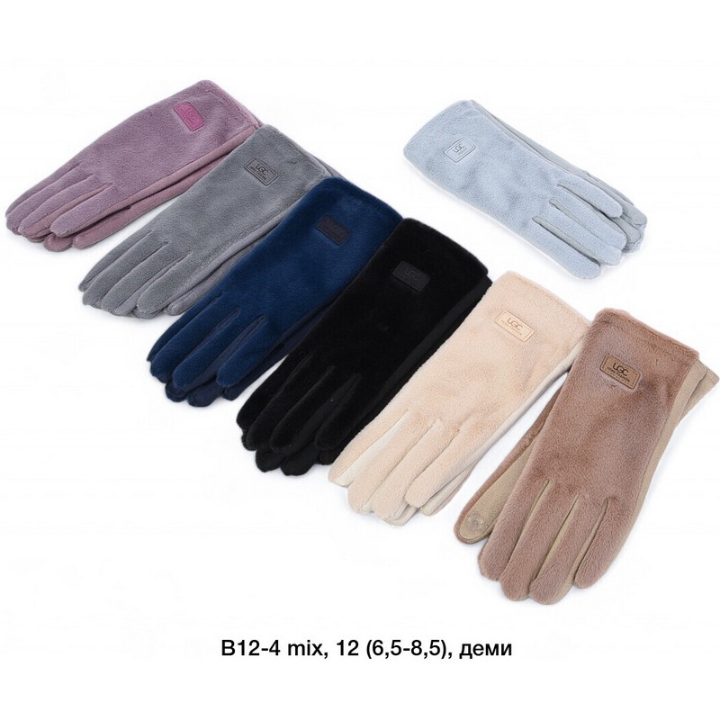 Перчатки женские, сенсор 12 шт (6,5-8,5 р) норка/плюш LeR_B12-4