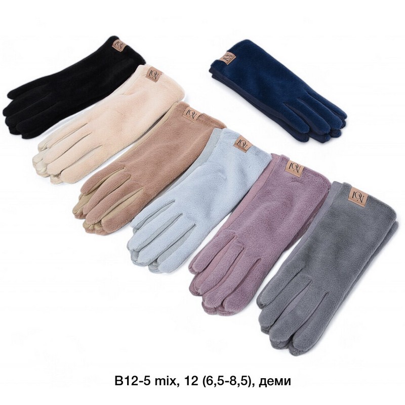 Перчатки женские, сенсор 12 шт (6,5-8,5 р) норка/плюш LeR_B12-5