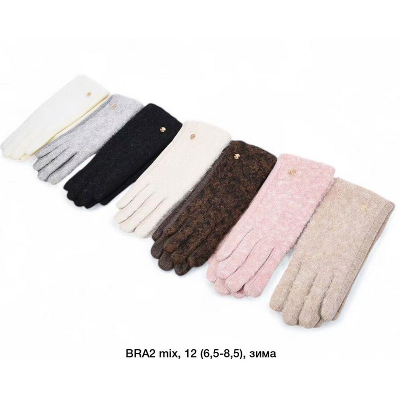 Перчатки женские, сенсор 12 шт (6,5-8,5 р) кашемир/плюш LeR_BRA2