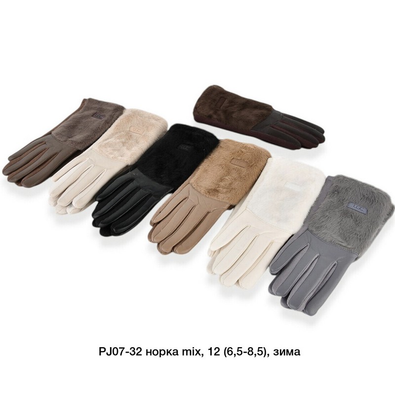 Рукавички жіночі, сенсор 12 шт (6,5-8,5 р) норка/хутро LeR_PJ07-32
