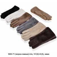 Рукавички жіночі, сенсор 12 шт (6,5-8,5 р) норка/плюш LeR_B35-71