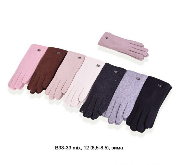 Рукавички жіночі, сенсор 12 шт (6,5-8,5 р) кашемір/хутро LeR_B33-33