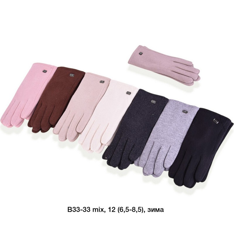 Перчатки женские, сенсор 12 шт (6,5-8,5 р) кашемир/мех LeR_B33-33