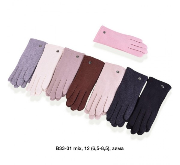 Рукавички жіночі, сенсор 12 шт (6,5-8,5 р) кашемір/хутро LeR_B33-31