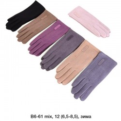 Перчатки женские, сенсор 12 шт (6,5-8,5 р) драп/мех LeR_B6-61