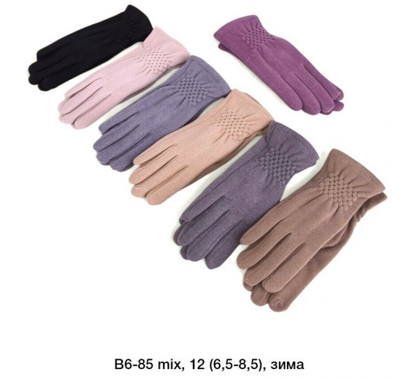 Перчатки женские, сенсор 12 шт (6,5-8,5 р) драп/мех LeR_B6-85