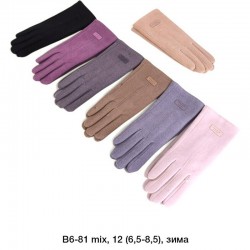 Перчатки женские, сенсор 12 шт (6,5-8,5 р) драп/мех LeR_B6-81