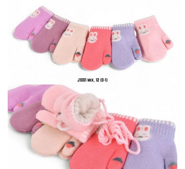 Варежки двойные детские 12 шт (1-2 года) акрил LeR_J1001