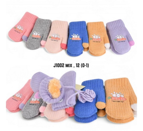 Варежки детские 12 шт (1-2 года) мех LeR_J1002