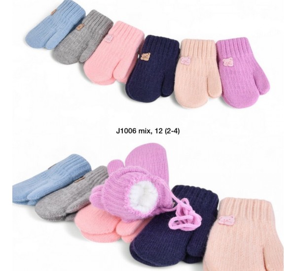 Рукавиці подвійні дитячі 12 шт (2-4 роки) акріл LeR_J1006