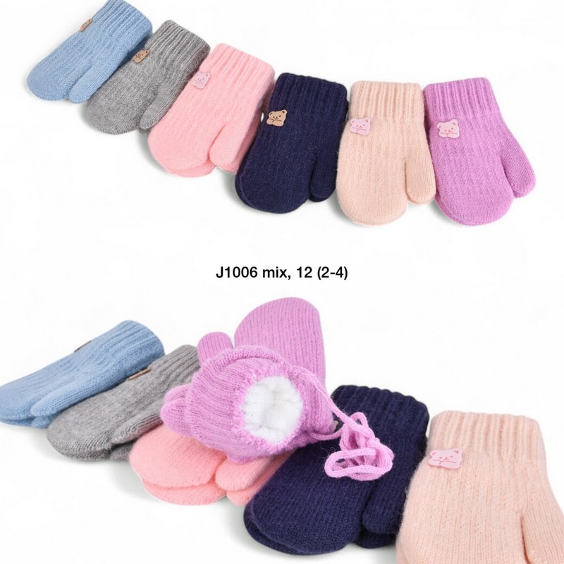 Варежки двойные детские 12 шт (2-4 года) акрил LeR_J1006