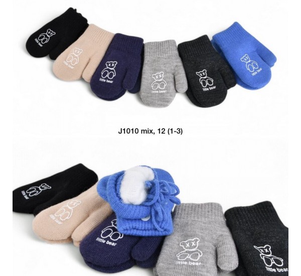 Рукавиці подвійні дитячі 12 шт (1-3 роки) акріл LeR_J1010