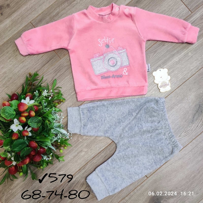 Костюм для младенцев 3 шт велюр (6-12 мес) MiLi_579b