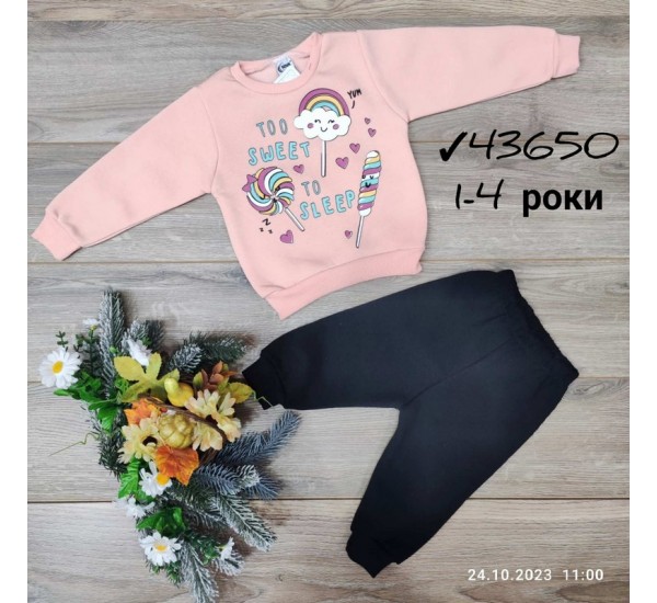 Костюм для дівчаток 4 шт тринитка/фліс (1-4 роки) MiLi_43650a