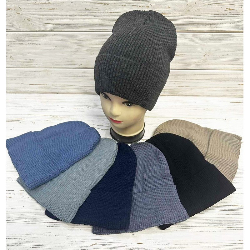 Шапка мужская 5 шт (норма) вязка/флис ML903_151011