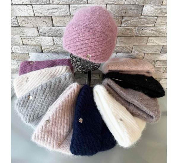 Шапка жіноча 5 шт (норма) подвійна ангора ML903_151012