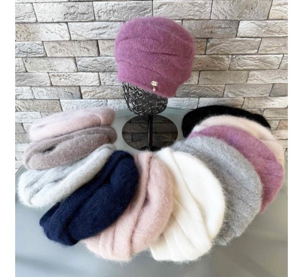 Шапка жіноча 5 шт (норма) подвійна ангора ML903_151013