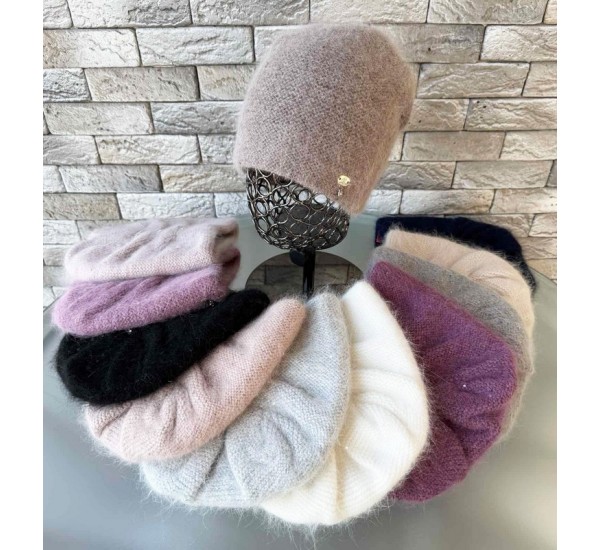 Шапка жіноча 5 шт (норма) подвійна ангора ML903_151014