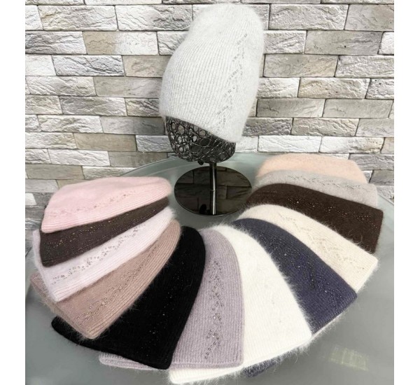 Шапка жіноча 5 шт (норма) подвійна ангора ML903_151044