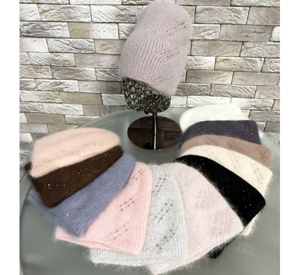 Шапка жіноча 5 шт (норма) подвійна ангора ML903_151045