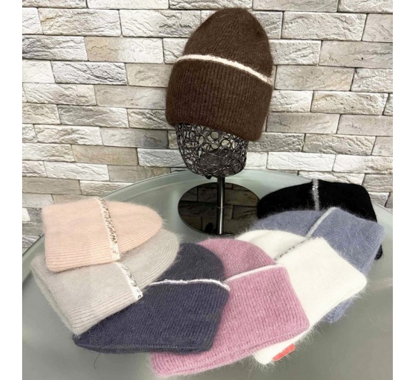 Шапка жіноча 5 шт (норма) подвійна ангора ML903_151048