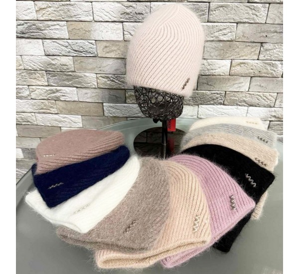 Шапка жіноча 5 шт (норма) подвійна ангора ML903_151049