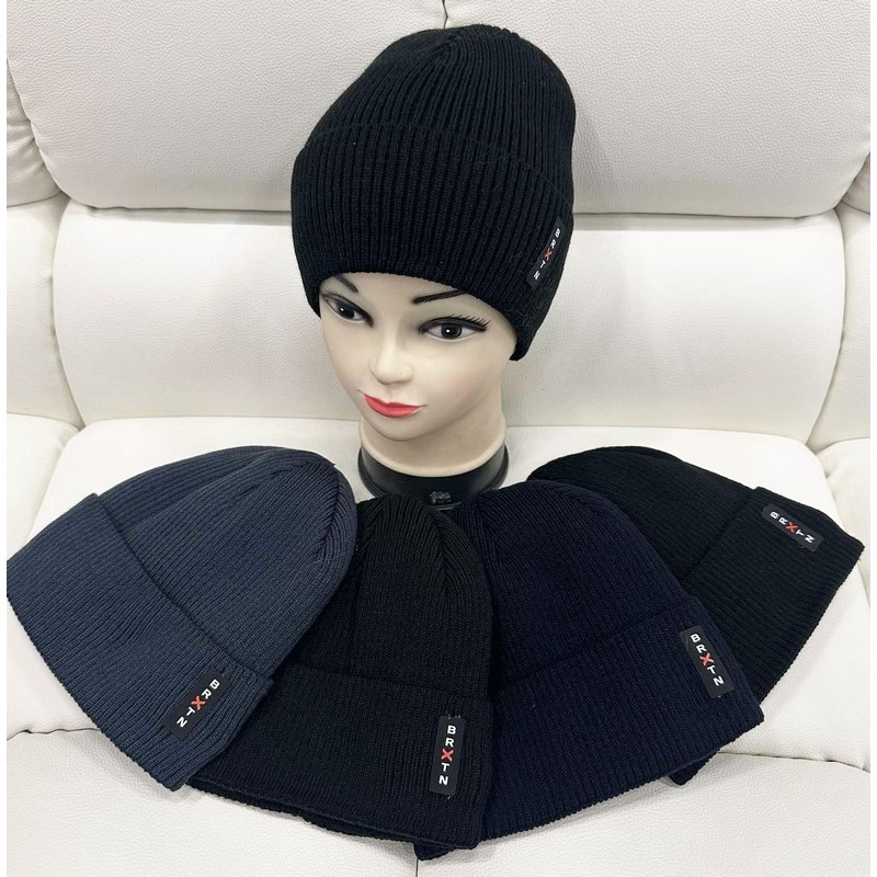 Шапка мужская 5 шт (норма) вязка/флис ML903_151008