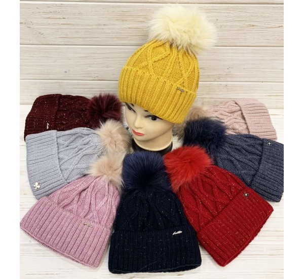 Шапка детская 5 шт (52-54 р) вязка/флис ML903_141035