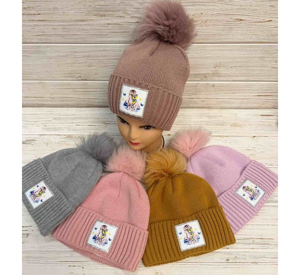 Шапка детская 5 шт (52-54 р) вязка/флис ML903_141038