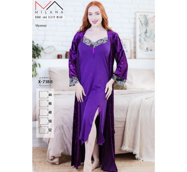 Халат 2-ка жіночий, велюр/бавовна 5 шт (44-52 р) MuK_X-7188