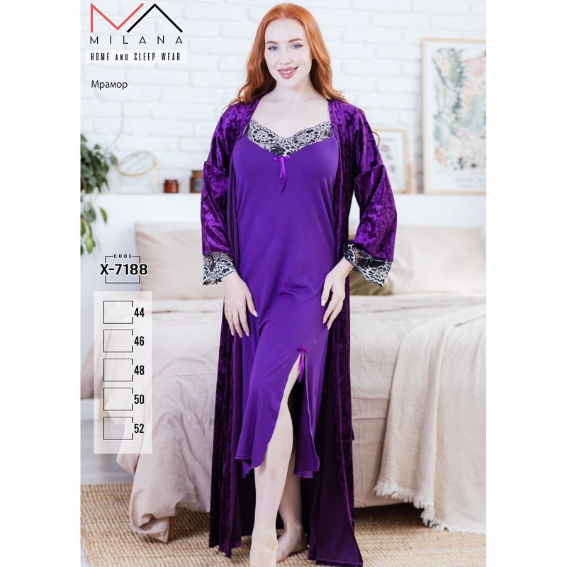 Халат 2-ка жіночий, велюр/бавовна 5 шт (44-52 р) MuK_X-7188