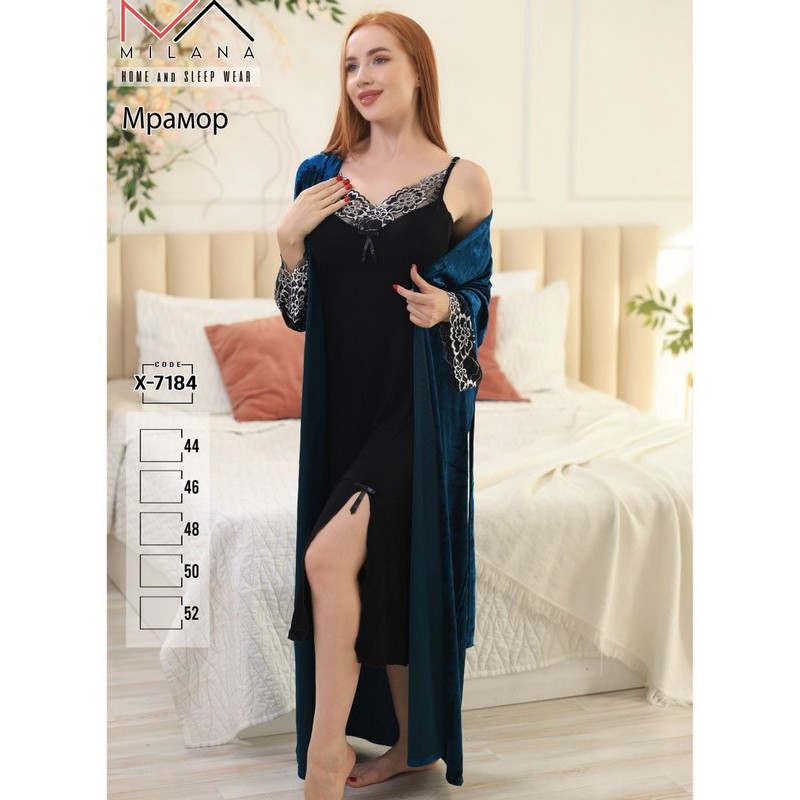 Халат 2-ка жіночий, велюр/бавовна 5 шт (44-52 р) MuK_X-7184