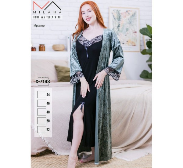 Халат 2-ка жіночий, велюр/бавовна 5 шт (44-52 р) MuK_X-7168