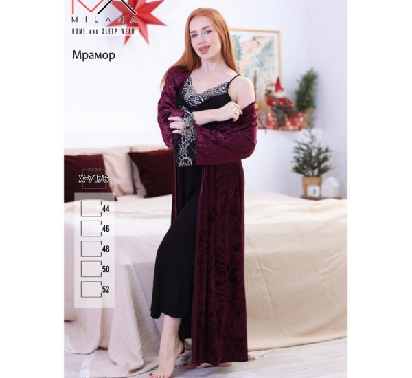 Халат 2-ка жіночий, велюр/бавовна 5 шт (44-52 р) MuK_X-7176