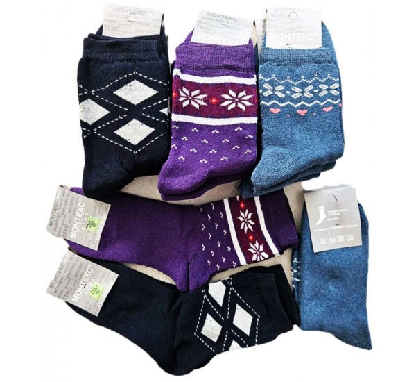 Носки женские, двйная пятка 12 шт (37-42 р) махра NvS_903