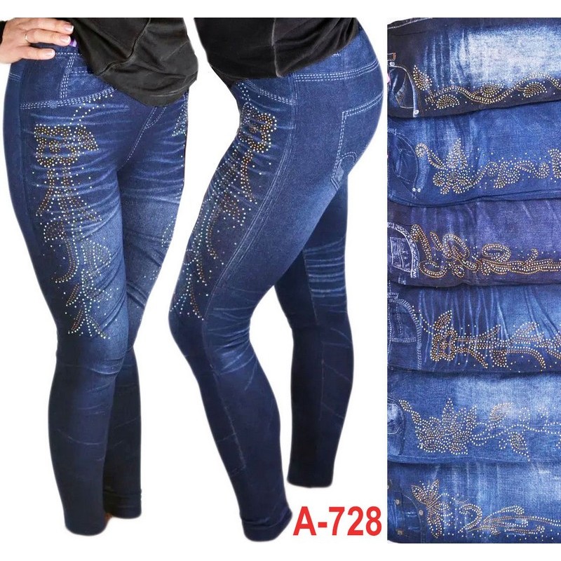 Лосины женские, рисунок MIX 6 шт (46-52 р) стрейч-коттон NvS_A-728