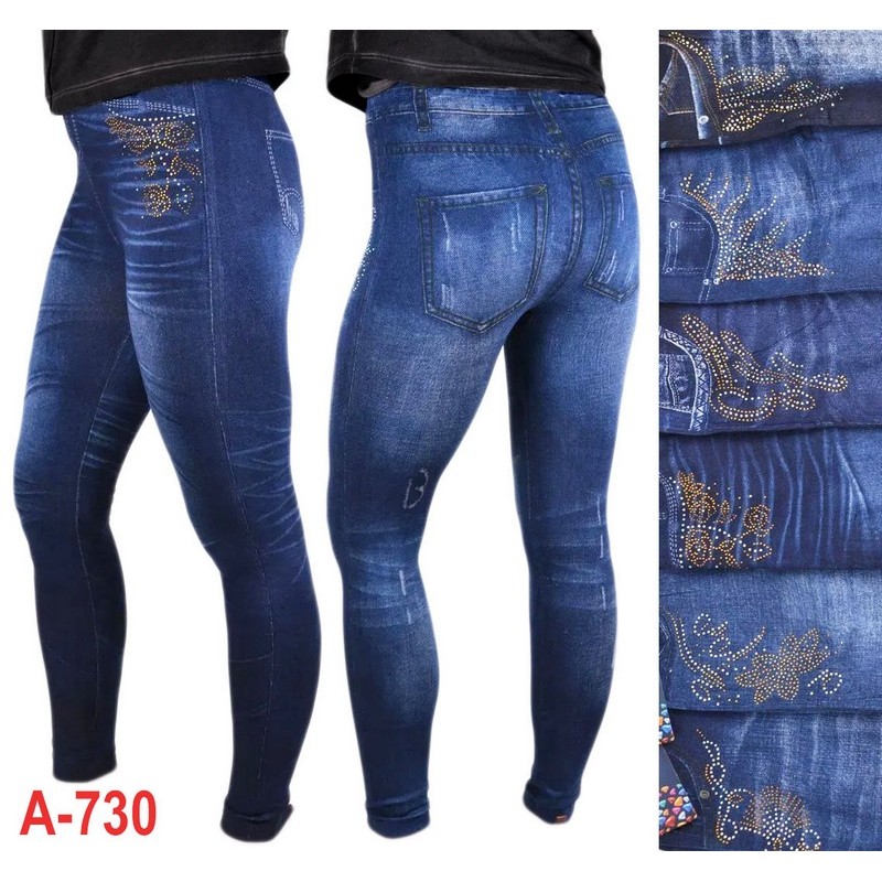 Лосины женские, рисунок MIX 6 шт (46-52 р) стрейч-коттон NvS_A-730