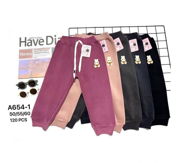 Спорт штани дитячі 12 шт (50-60 см) велюр/хутро PaH_A654-1