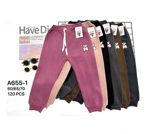 Спорт штани дитячі 12 шт (60-70 см) велюр/хутро PaH_A655-1