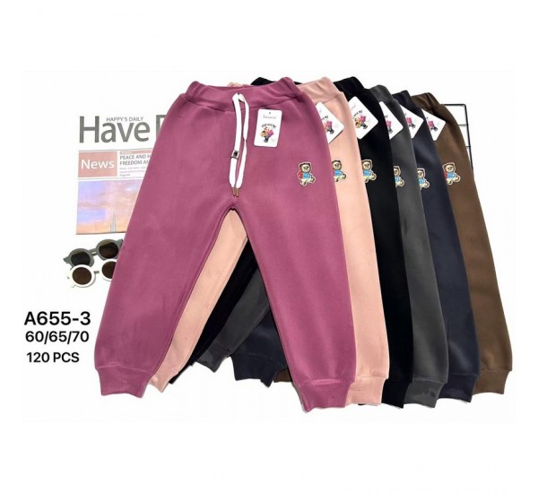 Спорт штани дитячі 12 шт (60-70 см) велюр/хутро PaH_A655-3