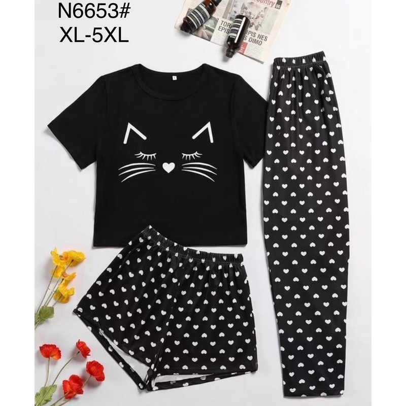 Піжама жіноча 3-ка, бамбук 5 шт (1-5XL) ZeL1396_N6653