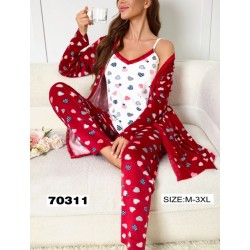 Піжама 3-ка жіноча, 5 шт (M-3XL) велюр ZeL1396_70311
