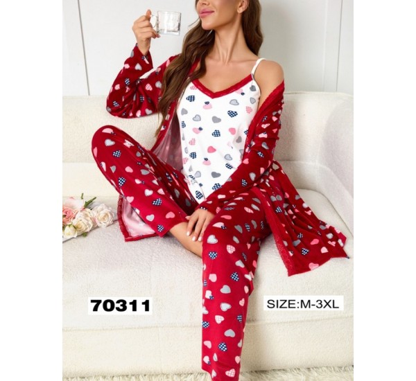 Піжама 3-ка жіноча, 5 шт (M-3XL) велюр ZeL1396_70311