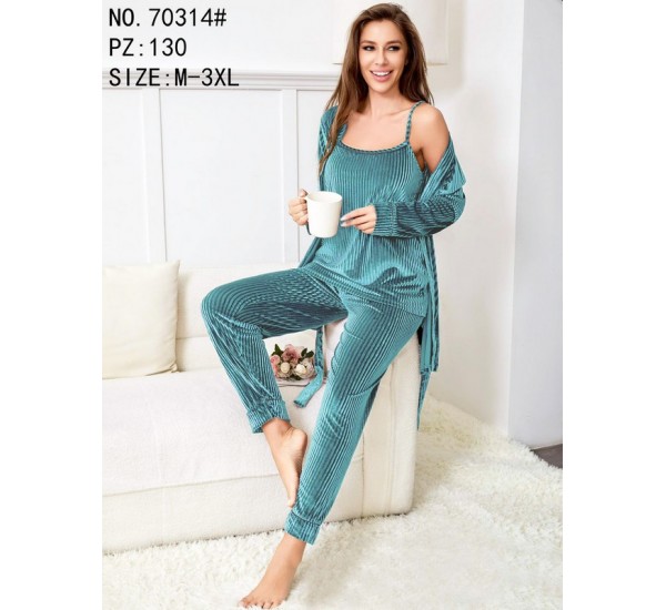 Піжама 3-ка жіноча, 5 шт (M-3XL) велюр ZeL1396_70314
