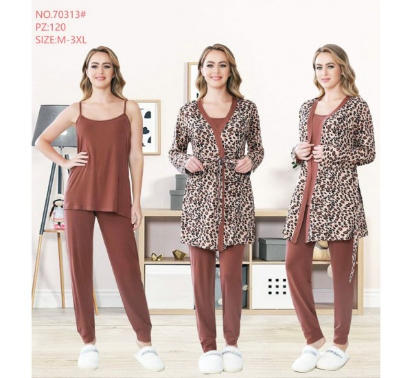 Піжама 3-ка жіноча, 5 шт (M-3XL) велюр ZeL1396_70313