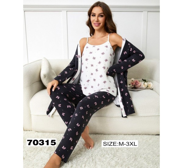 Піжама 3-ка жіноча, 5 шт (M-3XL) велюр ZeL1396_70315