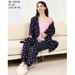 Піжама 3-ка жіноча, 5 шт (M-3XL) байка ZeL1396_70016b