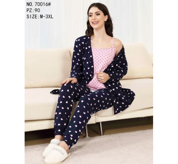 Піжама 3-ка жіноча, 5 шт (M-3XL) байка ZeL1396_70016b