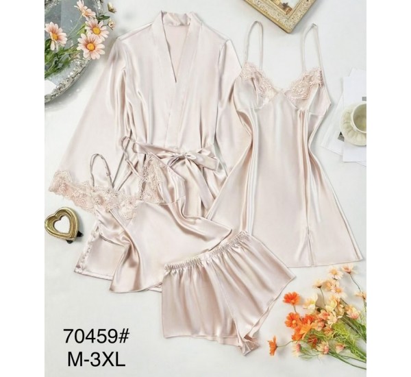 Пижама женская 4-ка, шелк 5 шт (M-3XL) ZeL1396_70459a