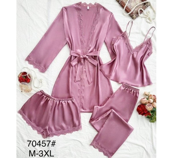 Піжама жіноча 4-ка, шовк 5 шт (M-3XL) ZeL1396_70457a
